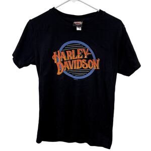 Women's Rhinestone Harley Davidson Seattle Washington Logo Baby Tee Size M